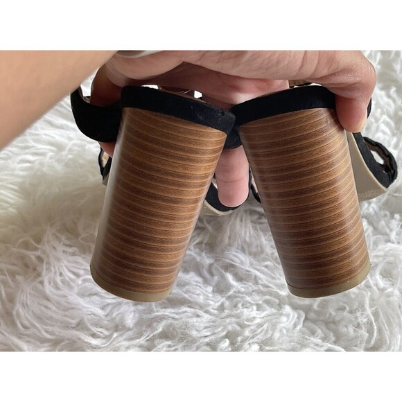 Brash Size 6 Black Braided Sandals Shoes Block High Heel Strappy - Picture 9 of 12